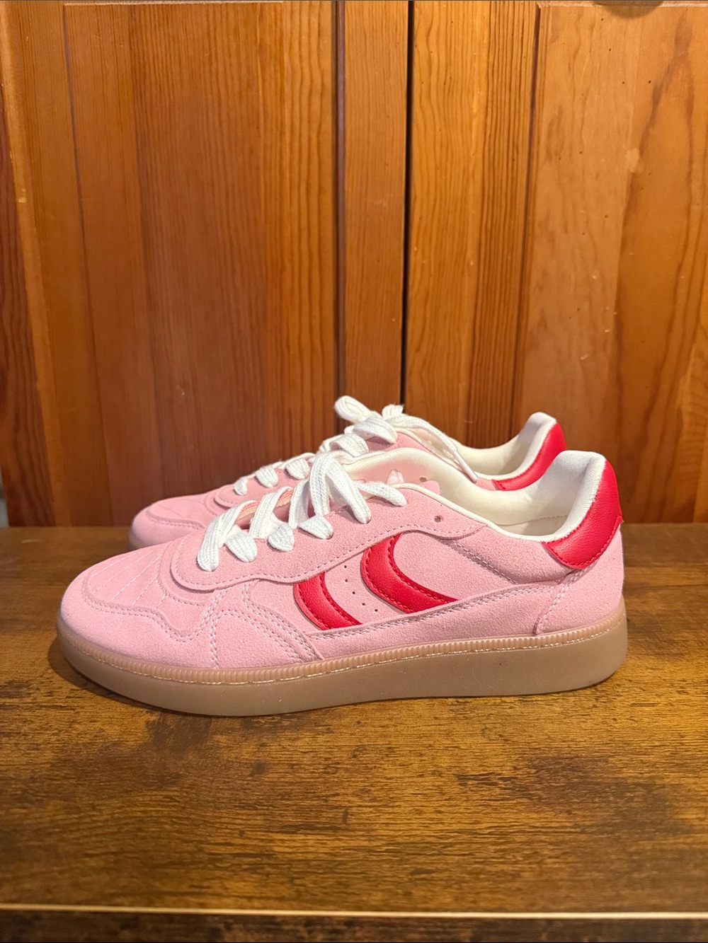 Madden Girl Pink and Red Low-Top Sneakers